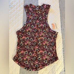 Free People Movement Wishful Floral Printed Ribbed Tank in Mulberry NWT